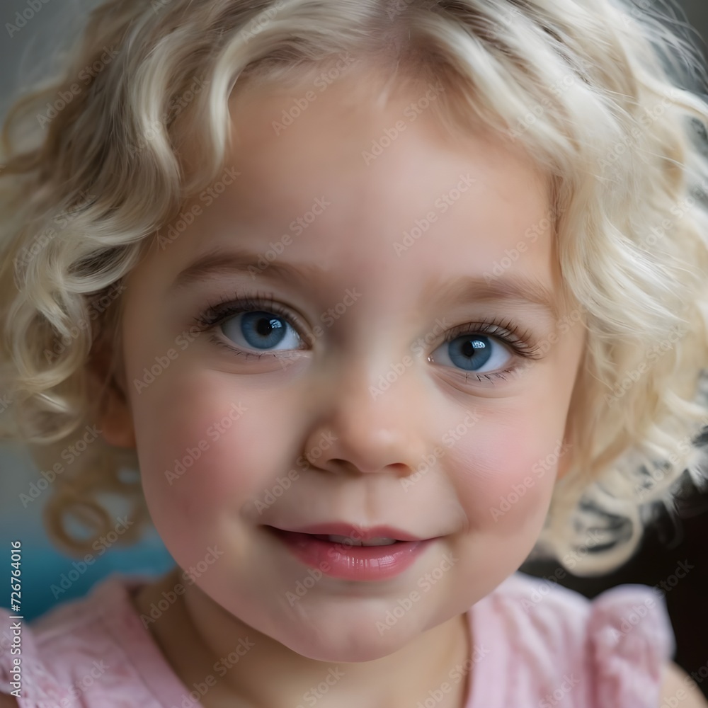 Joyful Young Baby Girl With Curly Blonde Hair Smiling Outdoors on a Sunny Day, Joyful Young Baby Girl With Curly Blonde Hair Smiling Outdoors on a Sunny Day,