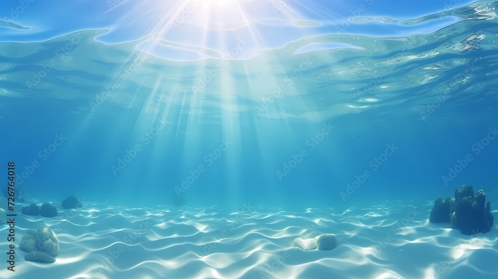 Aerial view of beautiful beach, simple, calm composition in clear blue Aerial view of beautiful beach, simple, calm composition in clear blue