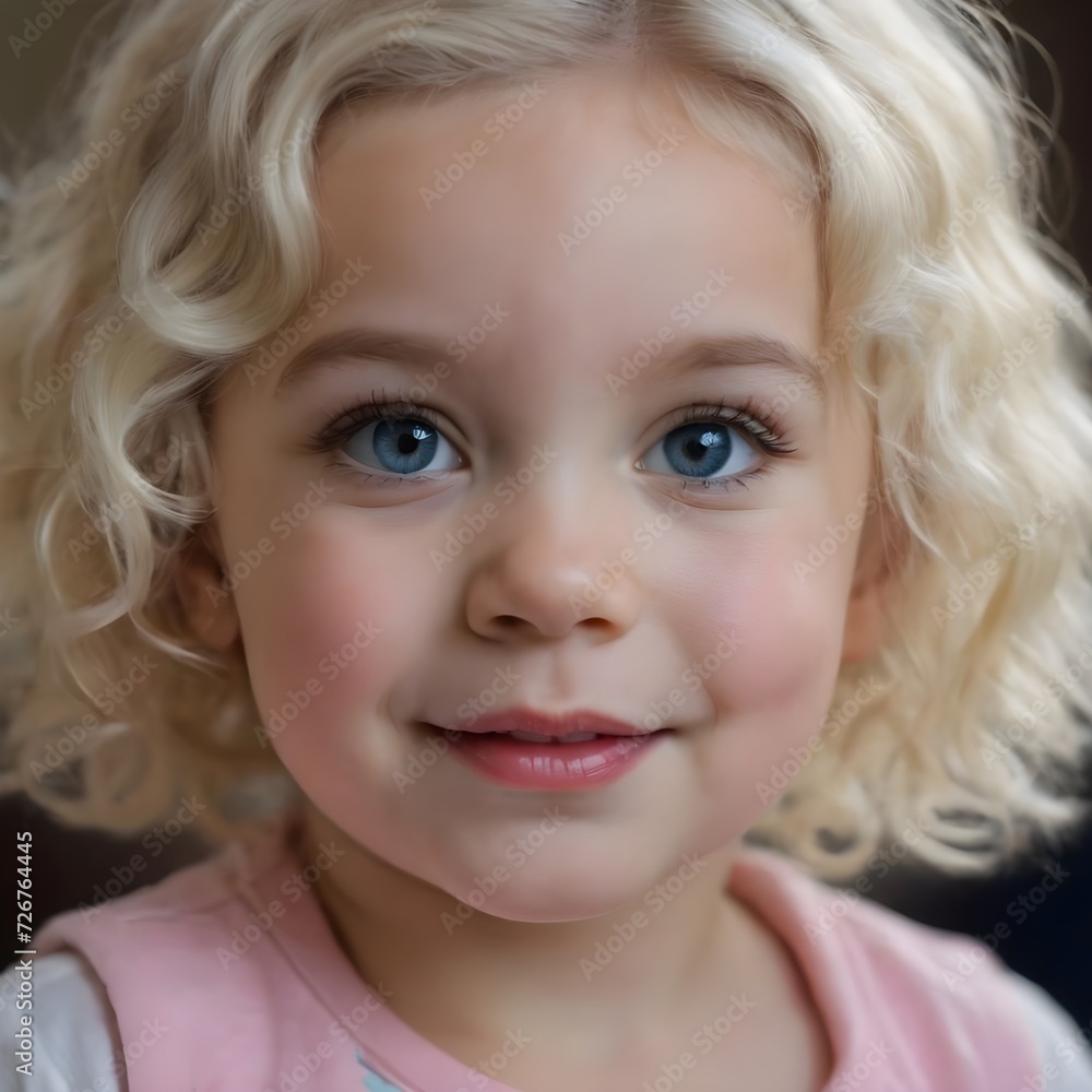 Joyful Young Baby Girl With Curly Blonde Hair Smiling Outdoors on a Sunny Day, Joyful Young Baby Girl With Curly Blonde Hair Smiling Outdoors on a Sunny Day,