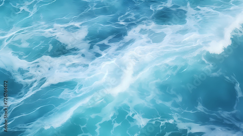 Aerial view of beautiful beach, simple, calm composition in clear blue