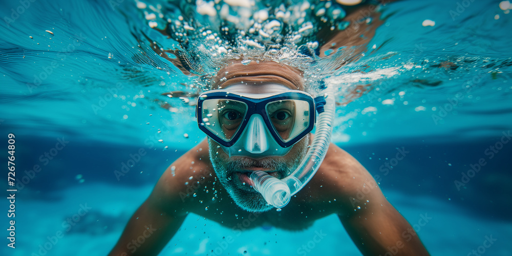 Naklejka premium person snorkeling in the sea