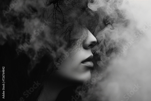 Mysterious Visage Amidst Whispers of Smoke