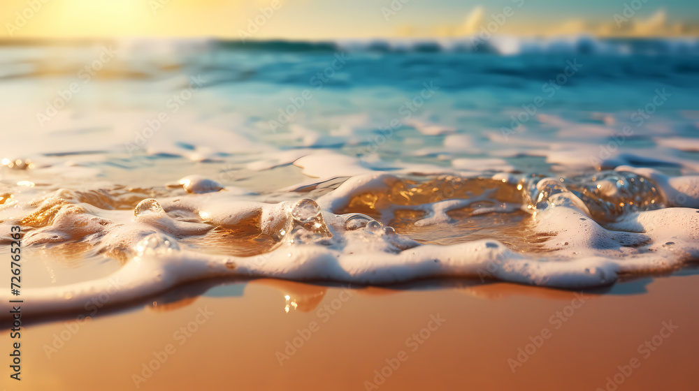 Obraz premium Aerial view of beautiful beach, simple, calm composition in clear blue