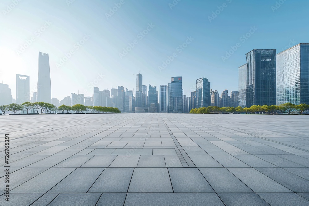 city ​​skyline with empty square