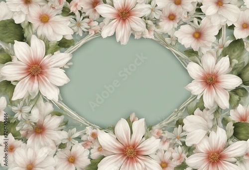 Flower frame with writing space in center.