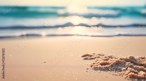 Aerial view of beautiful beach, simple, calm composition in clear blue