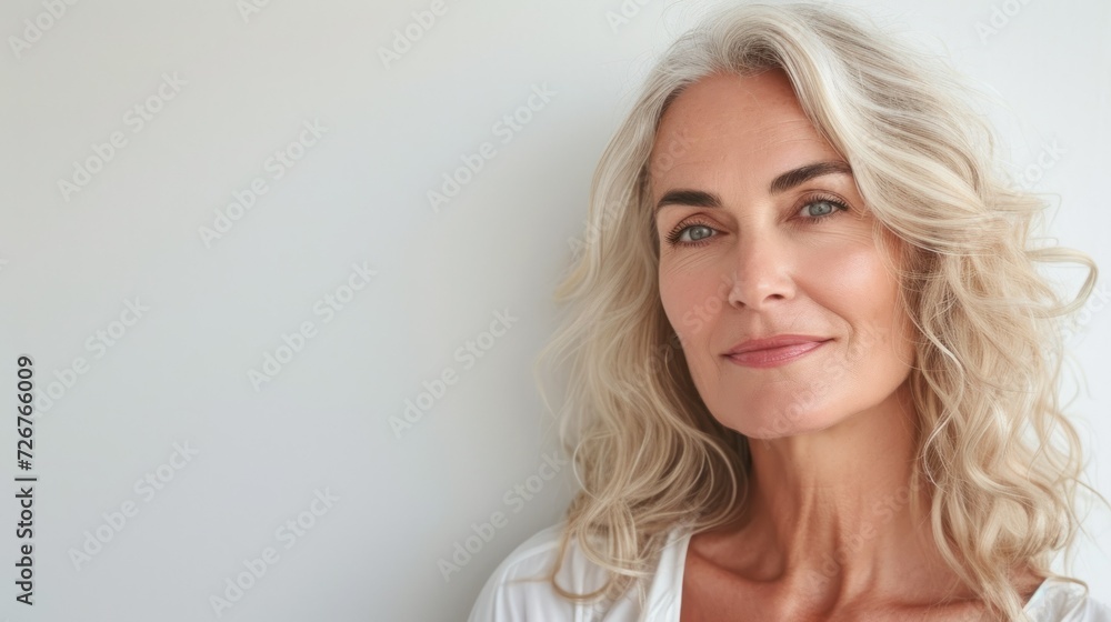 beautiful 50s mid aged mature woman isolated on white background. beautiful 50s mid aged mature woman isolated on white background.
