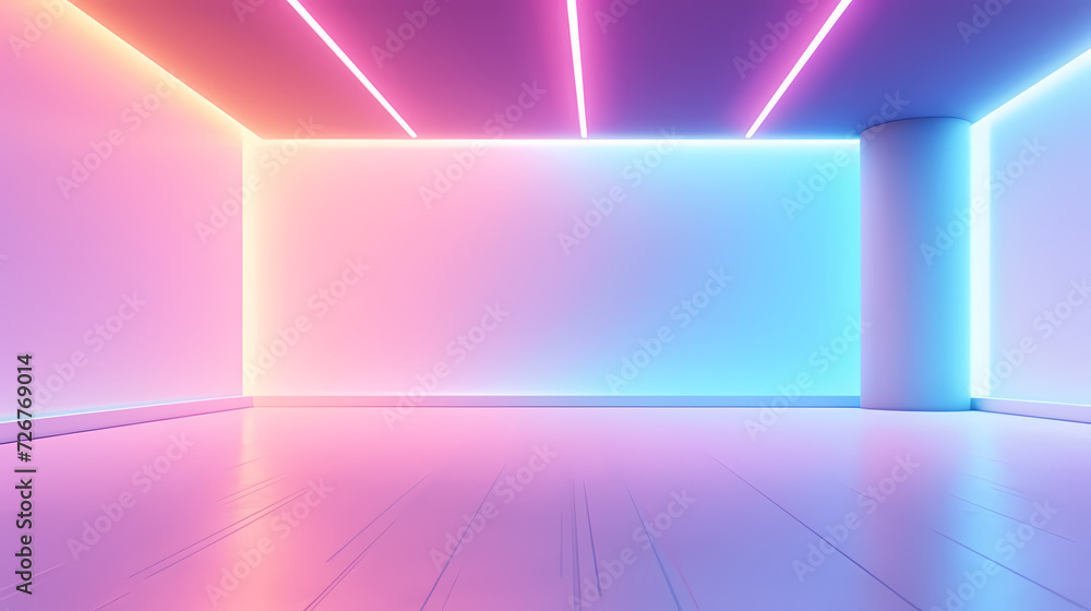 Empty room with neon lights Empty room with neon lights