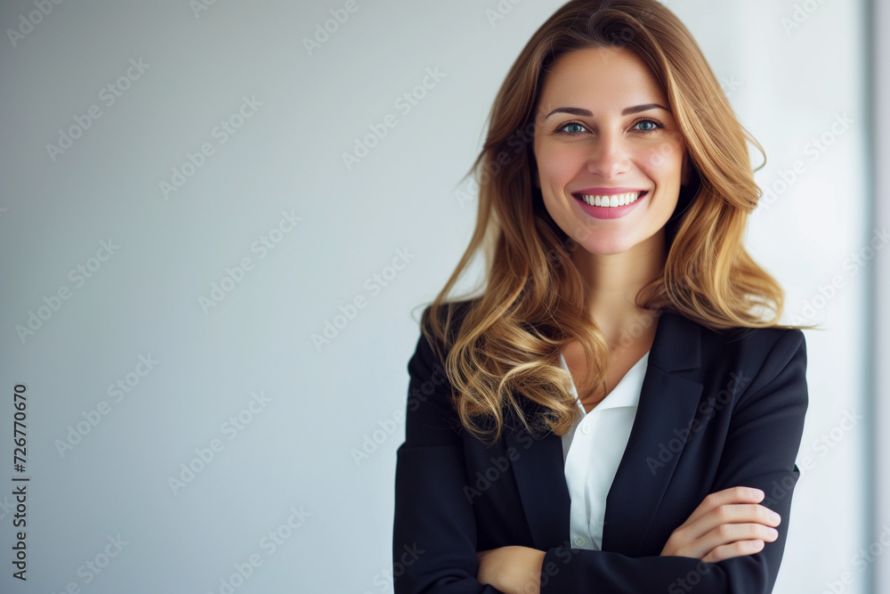 Corporate woman folding her arms and smiling Corporate woman folding her arms and smiling
