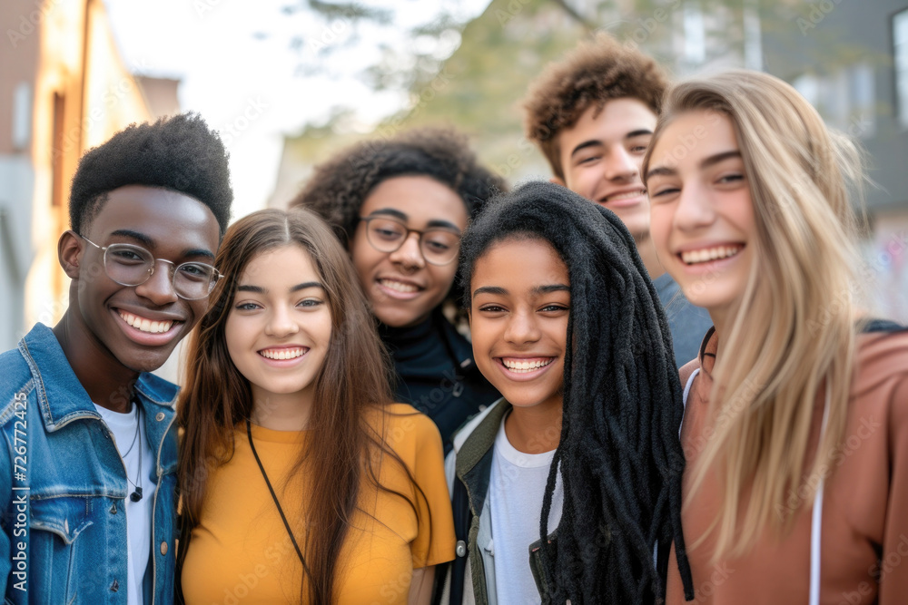 Fototapeta premium University students standing together in college campus