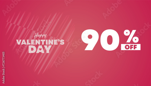 90% OFF Valentine,Soft pink color background banner or card, Valentine's Day. Valentine's day offers concept for discount promo art