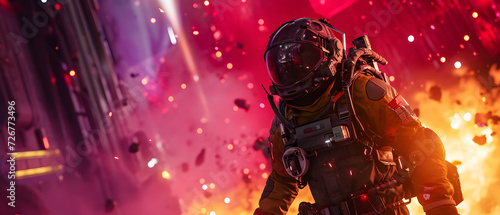 Space Astronaut Near Explosion