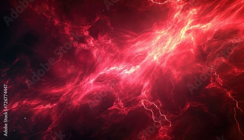 Wallpaper Mural Abstract red thunder lightnings against black sky background, storm weather backdrop Torontodigital.ca