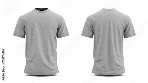 3D grey t-shirt back and front isolated on white background 