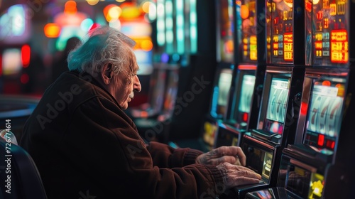 Desperate man losing in gambling games photo