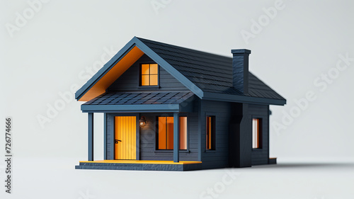 Minimalistic model house with warm lighting, perfect for real estate concepts, AI Generative.