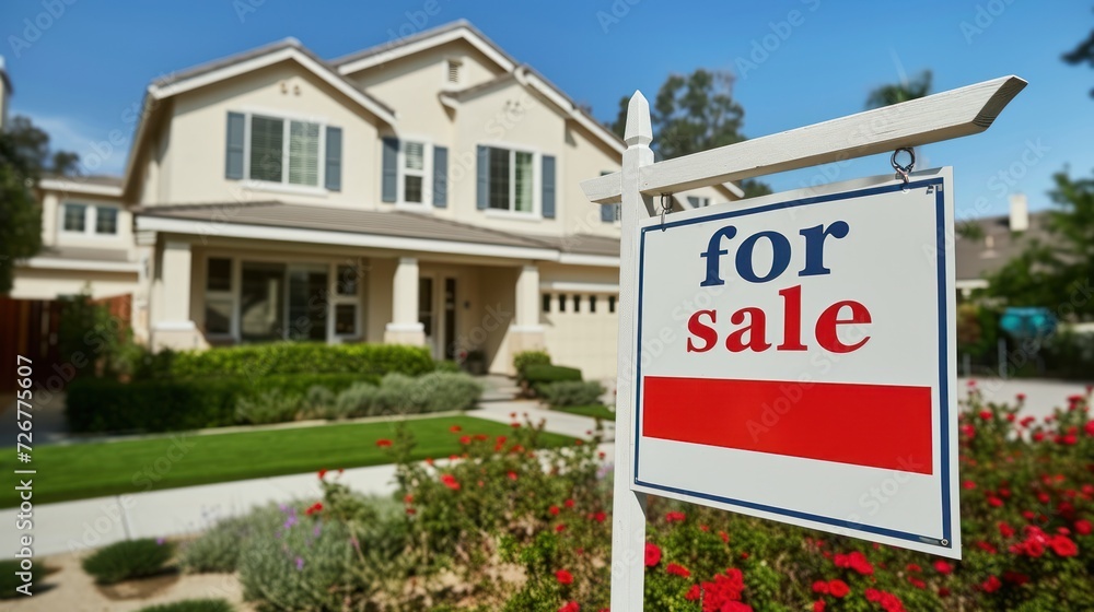 Elegant Home with For Sale Sign Elegant Home with For Sale Sign