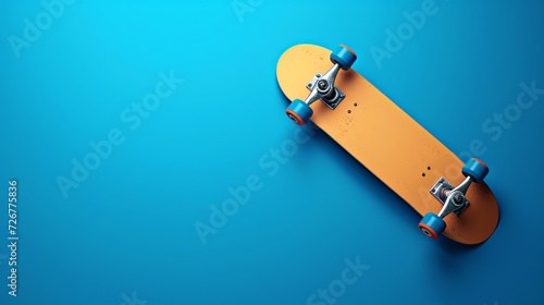 3d Vector Skateboard on blue, Extreme sport and recreation concept. Eps 10 Vector.