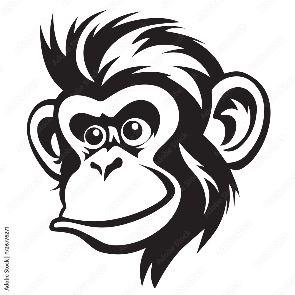 Monkey in cartoon, doodle style . Image for t shirt. Isolated 2d vector illustration in logo, icon, sketch style, Eps 10, black and white. AI Generative