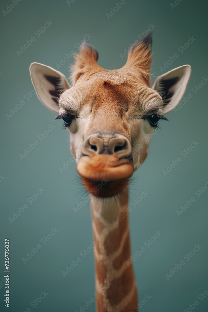 Naklejka premium Digital photography of a giraffe. AI generated