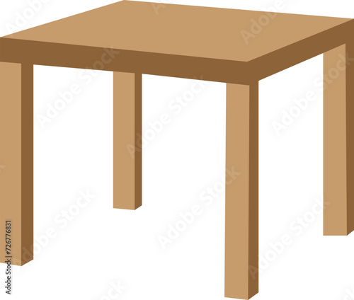 Wooden table illustration on white background.home decor furniture. Dining kitchen desk, restaurant and coffee tables vector .