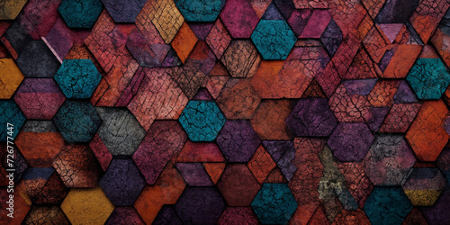 Farbenprisma: Lebendiges Zusammenspiel von Farben in steinerner Mosaiktextur