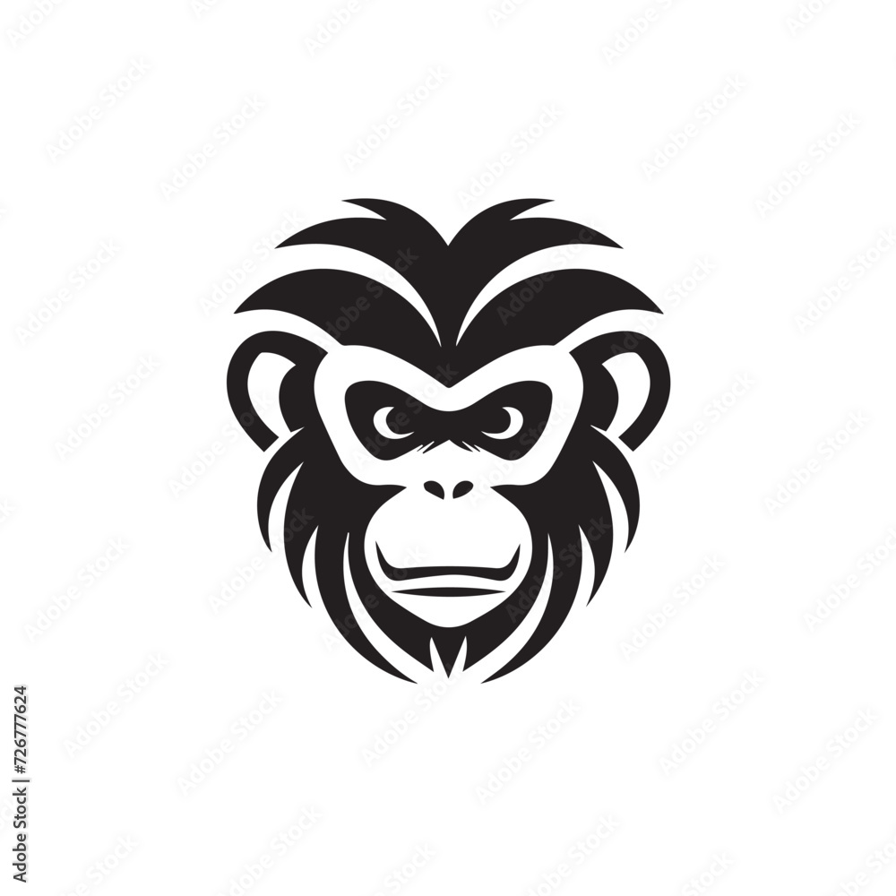 Monkey in cartoon, doodle style . Image for t shirt. Isolated 2d vector illustration in logo, icon, sketch style, Eps 10, black and white. AI Generative