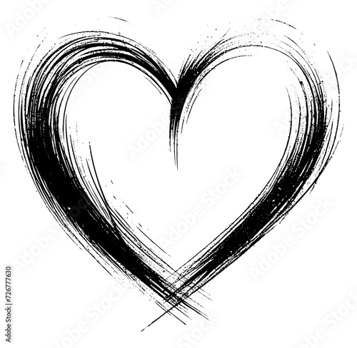 heart brush stroke destroyed thin lines grunge texture isolated on transparent background hand drawn vector illustration valentine day design shape element