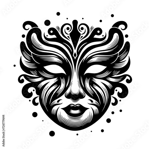 Vector illustration of carnival mask on white separate background