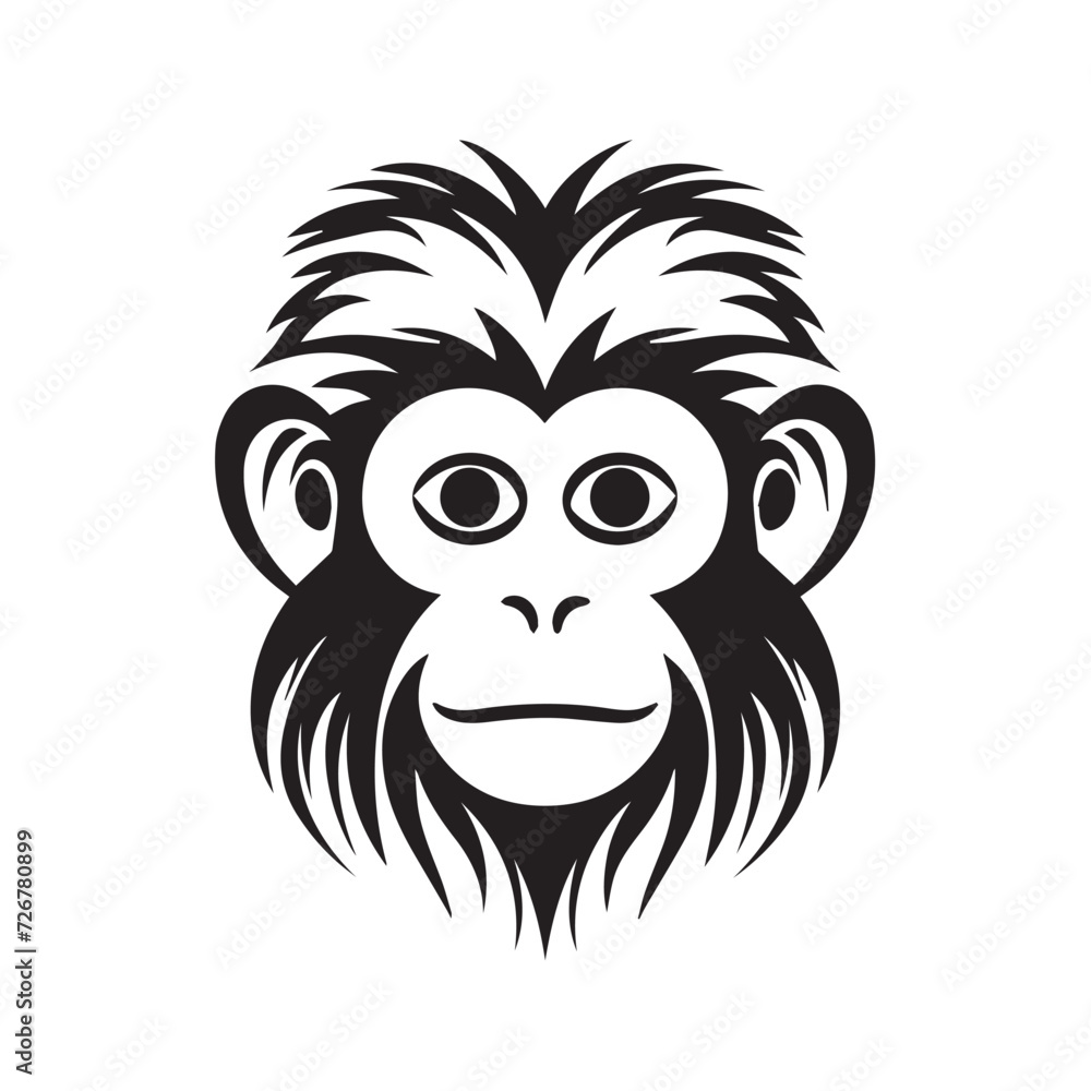 Monkey in cartoon, doodle style . Image for t shirt. Isolated 2d vector illustration in logo, icon, sketch style, Eps 10, black and white. AI Generative