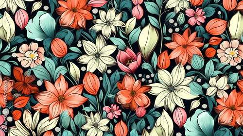 Seamless flower background, colorful flower background