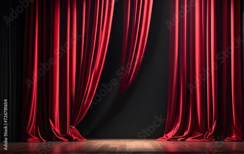 Empty stage with spotlight, on dark red background. Podium, pedestal. for showing packaging and product. Platforms mockup product display presentation. Abstract composition in minimal design.