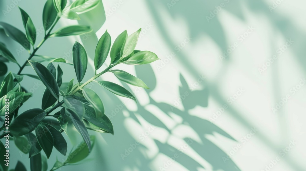 Freshness and Purity: Green Leaves on a Pristine White Background with Ample Space for Text Freshness and Purity: Green Leaves on a Pristine White Background with Ample Space for Text