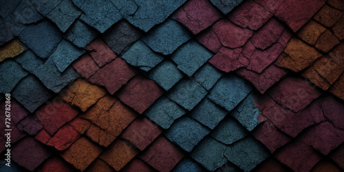 Farbverwebung: Ein geometrisches Netz aus bunten, texturierten Quadraten photo