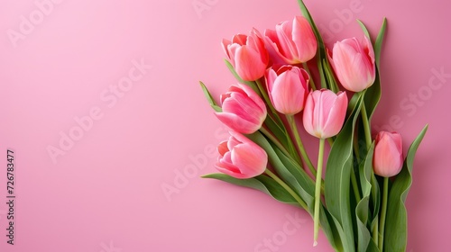Pink tulip bouquet on a white background in a beautiful spring display, isolated and vibrant, perfect for Easter or Valentine's Day #726783477