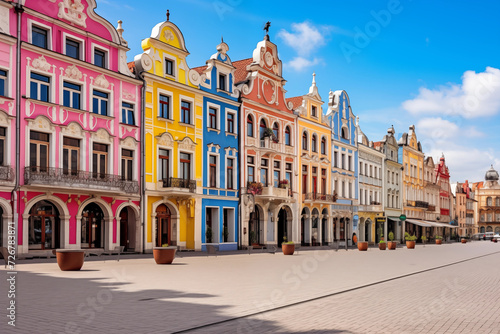 Colorful renaissance house facades © Kokhanchikov