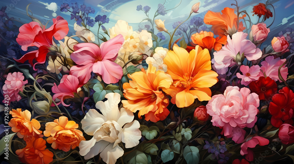 Fototapeta premium Seamless flower background, colorful flower background