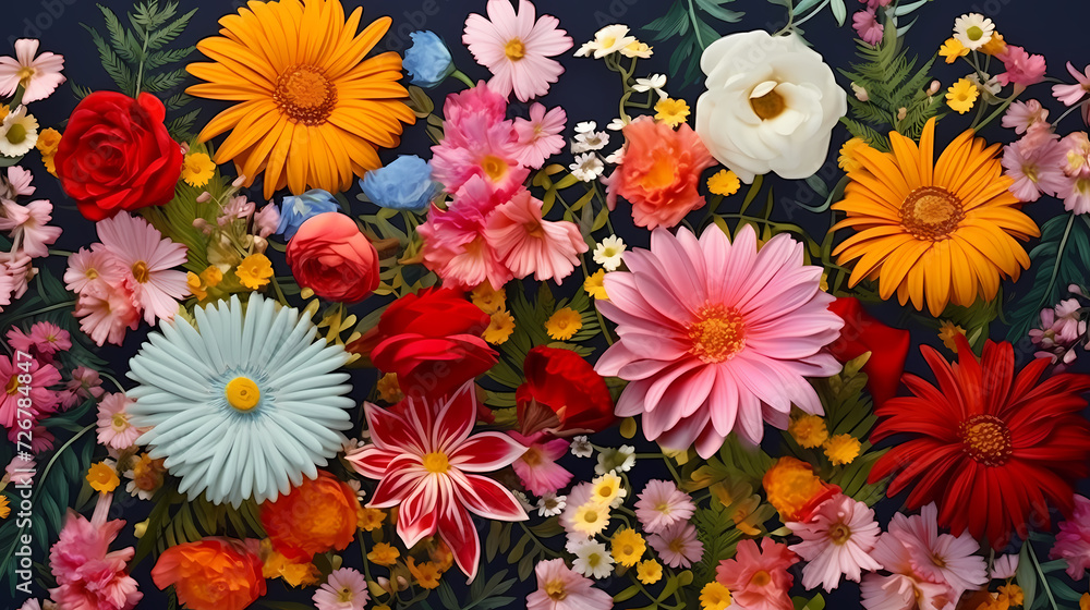 Colorful flowers background, spring season concept Colorful flowers background, spring season concept