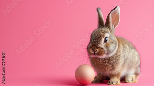 Cute bunny and single easter egg. Concept and idea of happy easter day  © sergiokat