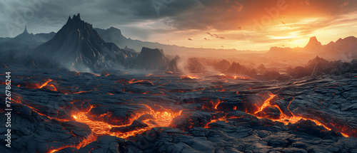 Wide Volcanic Landscape Scene
