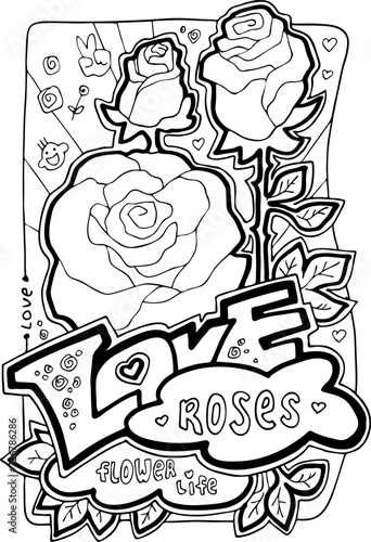 Garden flowers coloring book pages for adults and kids. Antistress hobby for relaxation. Hand drawn cartoon style line illustration. Colouring vector pages collection set floral botanical theme.