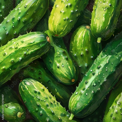 realistic and detailed Background of fresh cucmbers arranged together on whole image 