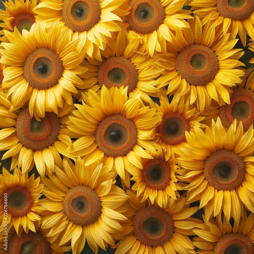 realistic Background of fresh Sunflowers arranged together on whole image realistic Background of fresh Sunflowers arranged together on whole image