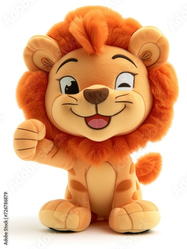 A cute Lion with anthropomorphic design  emoticons  6 emoticons  various expressions  thumbs up  happy  angry  winking  staring  silly  3D plush style  white background - generative ai