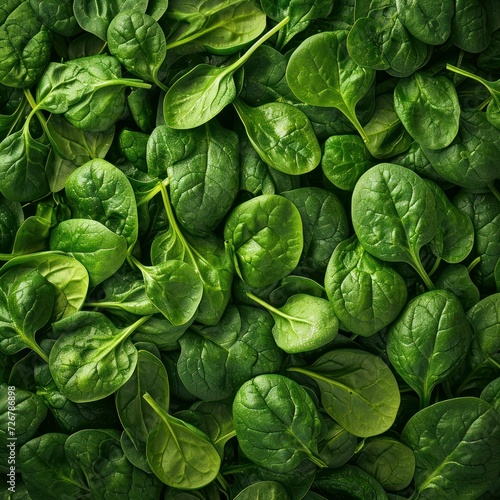 realistic and detailed Background of fresh spinach arranged together on whole image 