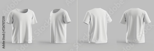 Set Mockup of a white oversized t-shirt 3D rendering, with a round neck, universal clothing for women, men, isolated on background. Template of fashion clothes for branding, place for design photo