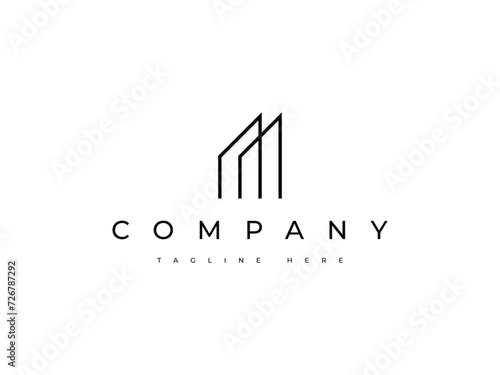minimal building office line logo design