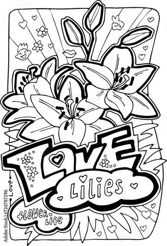 Garden flowers coloring book pages for adults and kids. Antistress hobby for relaxation. Hand drawn cartoon style line illustration. Colouring vector pages collection set floral botanical theme.