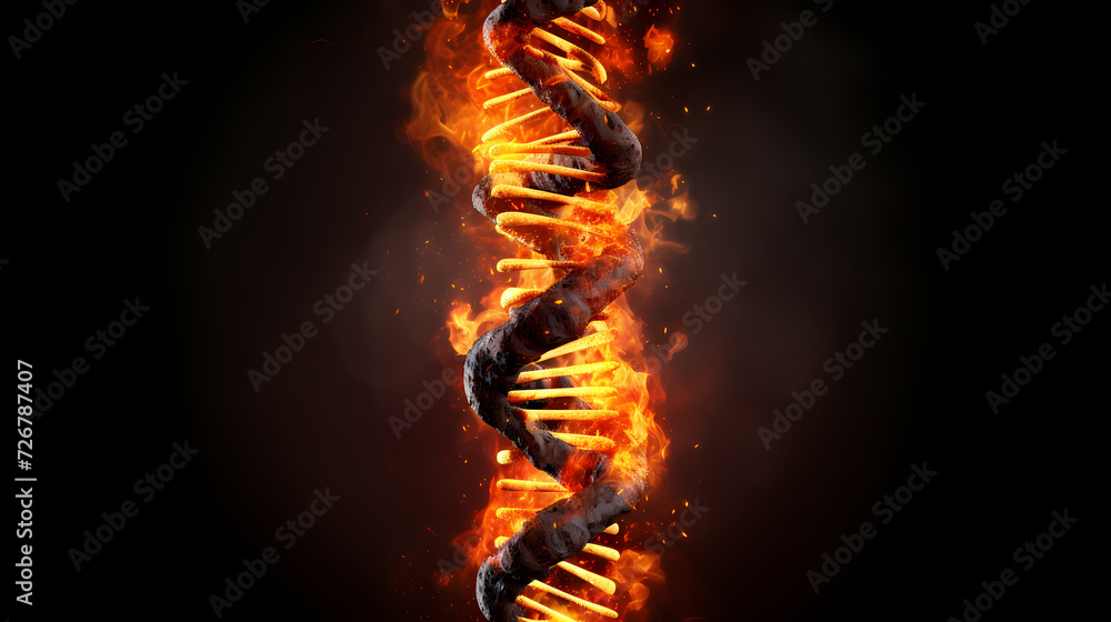Obraz premium Human DNA structure, 3D illustration of helical DNA molecule