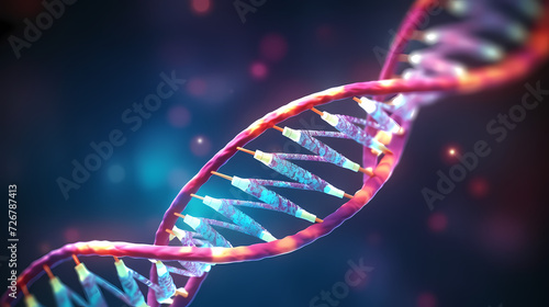 Human DNA structure, 3D illustration of helical DNA molecule © Derby